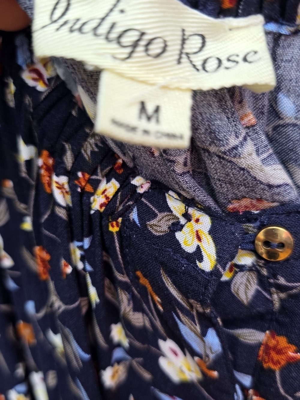Indigo Rose Navy Floral High-Low Maxi Dress with Ruffle Sleeves Medium - Picture 2 of 10